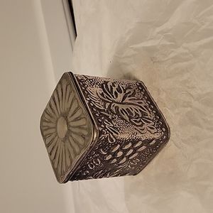 Beautiful Silver Tone Box with Lid- Flowers, Grapes